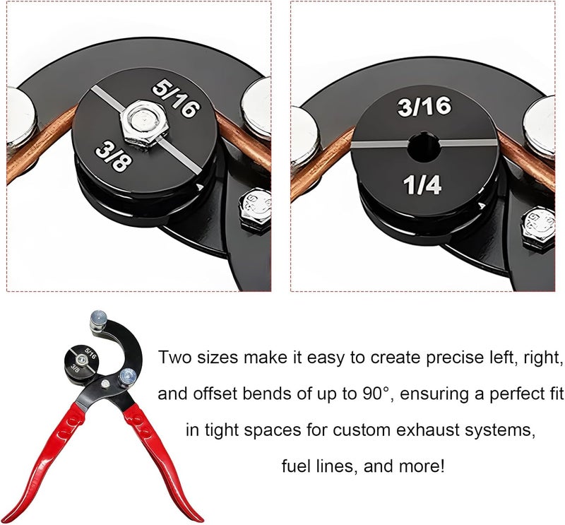 MTRPS 4 in 1 Tube Bending Pliers, 3/16" 1/4" 5/16" 3/8" Professional Brake Lines Bending Tool, 90 Degree Manual Tubing Bender for Copper Brass Aluminum and Thin Steel Pipes - Image 5